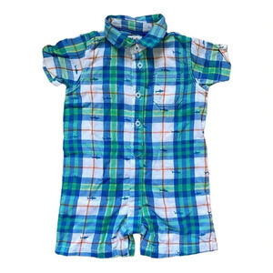 Hatley | Plaid Romper (18-24 mos) 🦈